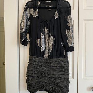 Nicole Miller Black Taffeta Dress
